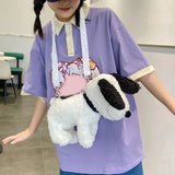 Dog Shaped Crossbody Bag Plush Animal Shoulder Purse Cute Messenger for Girls