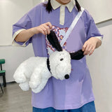 Dog Shaped Crossbody Bag Plush Animal Shoulder Purse Cute Messenger for Girls