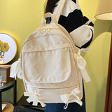 Girls Bow Backpack Solid School Bags for Teenage Girl