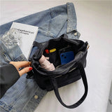 Japanese Bento Box Bag Bucket Shoulder Bags for Women Solid Casual Handbags