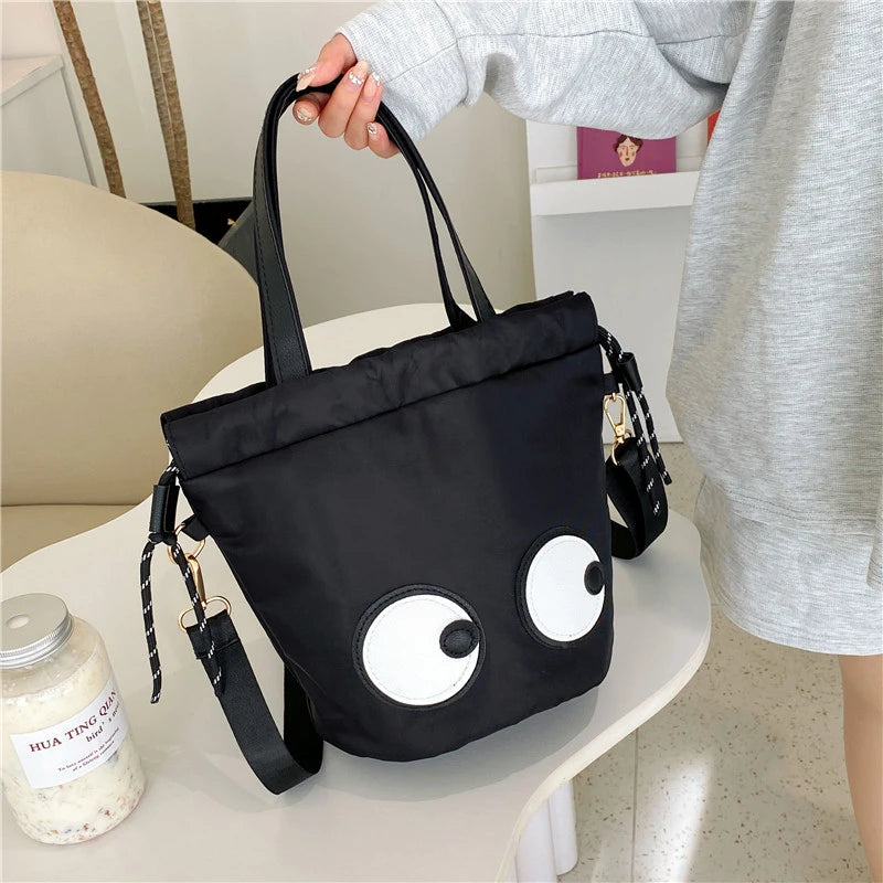 Japanese Bento Box Bag Bucket Shoulder Bags for Women Solid Casual Handbags
