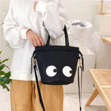 Japanese Bento Box Bag Bucket Shoulder Bags for Women Solid Casual Handbags