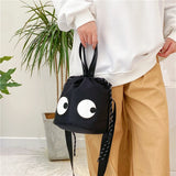 Japanese Bento Box Bag Bucket Shoulder Bags for Women Solid Casual Handbags
