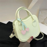 Small Cherry Handbags Small Fresh Shoulder Cross-body Bag Women PU Solid Biscuit