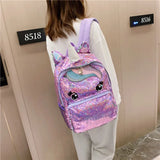 Sequins Unicorn Backpack Girls Large Capacity School Bag