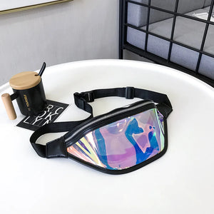 Girls Holographic Jelly Fanny Pack Waterproof Clear Pvc Bum Bag