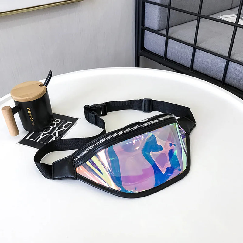 Girls Holographic Jelly Fanny Pack Waterproof Clear Pvc Bum Bag