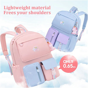 Kids Backpack Schoolbag Rucksack Primary Bookbags with Pendant