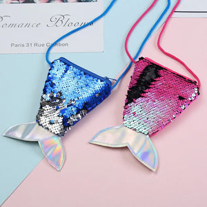 Girls Mermaid Tail Crossbody Coin Purse Wallet Card Holder in Various Colors