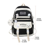 Girls Medium Backpack Plush Pendant Teens Travel Daypack School Bookbag