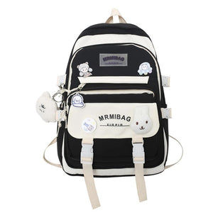 Girls Medium Backpack Plush Pendant Teens Travel Daypack School Bookbag