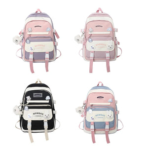 Girls Medium Backpack Plush Pendant Teens Travel Daypack School Bookbag