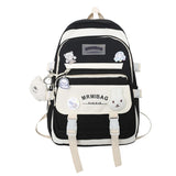 Girls Medium Backpack Plush Pendant Teens Travel Daypack School Bookbag