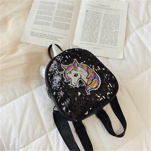 Girls Mini Backpack Sequins Unicorn Small Bag Casual Travel Bag