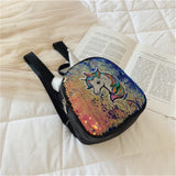 Girls Mini Backpack Sequins Unicorn Small Bag Casual Travel Bag