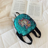 Girls Mini Backpack Sequins Unicorn Small Bag Casual Travel Bag