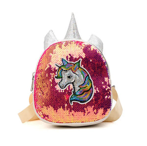 Girls Mini Backpack Sequins Unicorn Small Bag Casual Travel Bag