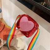Girls Mini Crossbody Hand Bag Children's PU Leather Rainbow Love Princess Coin P
