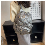 Women's Nylon Space Down Shoulders Bag Quilted School Backpack