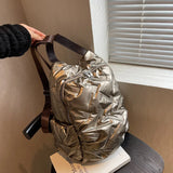 Women's Nylon Space Down Shoulders Bag Quilted School Backpack