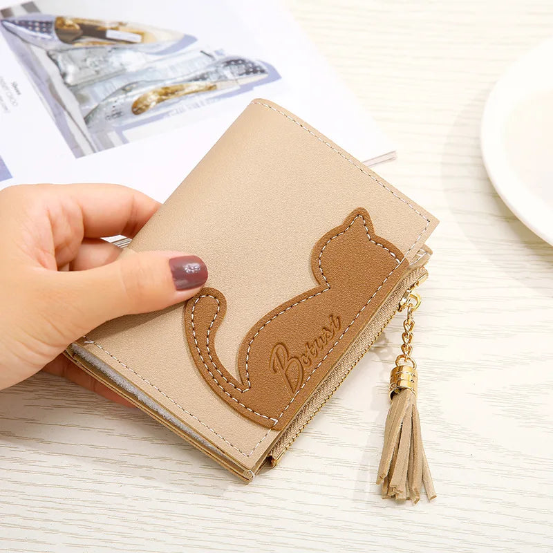 Girls PU Leather Short Wallets Women Cartoon Coin Purses Clutch Students' Card H