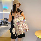 Girls Plaid School Bag Large Capacity Rucksack