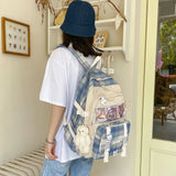Girls Plaid School Bag Large Capacity Rucksack