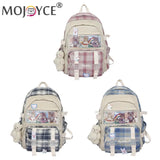 Girls Patchwork School Bag Plaid Large Capacity Rucksack