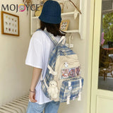 Girls Patchwork School Bag Plaid Large Capacity Rucksack