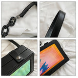 Girls Personality Clear PVC Clutch Bag Vintage Acrylic Chains Messenger B