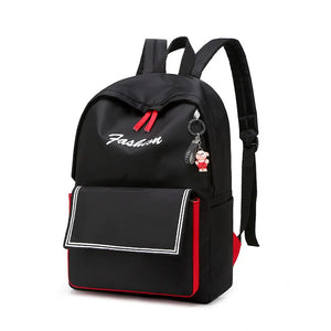 Pink Preppy Style School Bag with Pendant, Waterproof Travel Bagpack