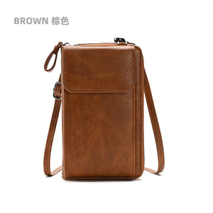 Women's Soft Leather Crossbody Bag Large Capacity Zipper Messenger