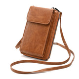Women's Soft Leather Crossbody Bag Large Capacity Zipper Messenger