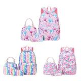 Girls School Backpack 3Pcs Set Cartoon Clouds Stripes Horses Print