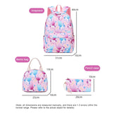 Girls School Backpack 3Pcs Set Cartoon Clouds Stripes Horses Print