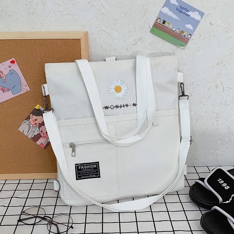 Canvas Girls School Bag Women Shoulder Backpack