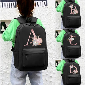 Child Pink Letter Print Backpack Kindergarten Schoolbag