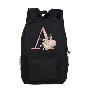 Child Pink Letter Print Backpack Kindergarten Schoolbag