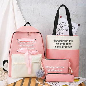 Girls School Bags Canvas Backpack Set