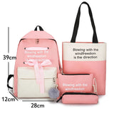 Girls School Bags Canvas Backpack Set