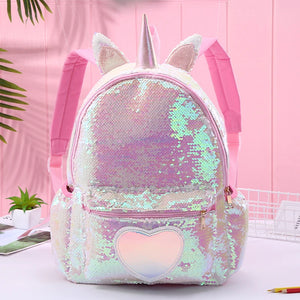 Sequin Unicorn Backpack Girls School Bag Hologram Women Travel Bags