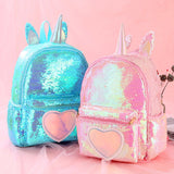 Sequin Unicorn Backpack Girls School Bag Hologram Women Travel Bags