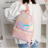 Girls Sequined Fish Tail Backpack Zipper Dream School Bag