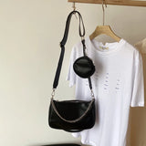 Women's Solid PU Leather Messenger Bag