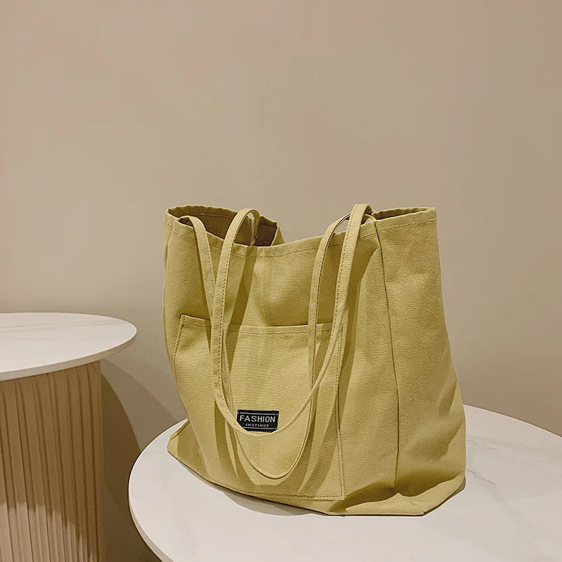 Girls Canvas Shoulder Bag Large Capacity Solid Travel Bag For Women