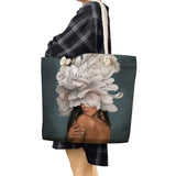 Feathers Abstract Print Tote Bag for Women - High Capacity Handbag