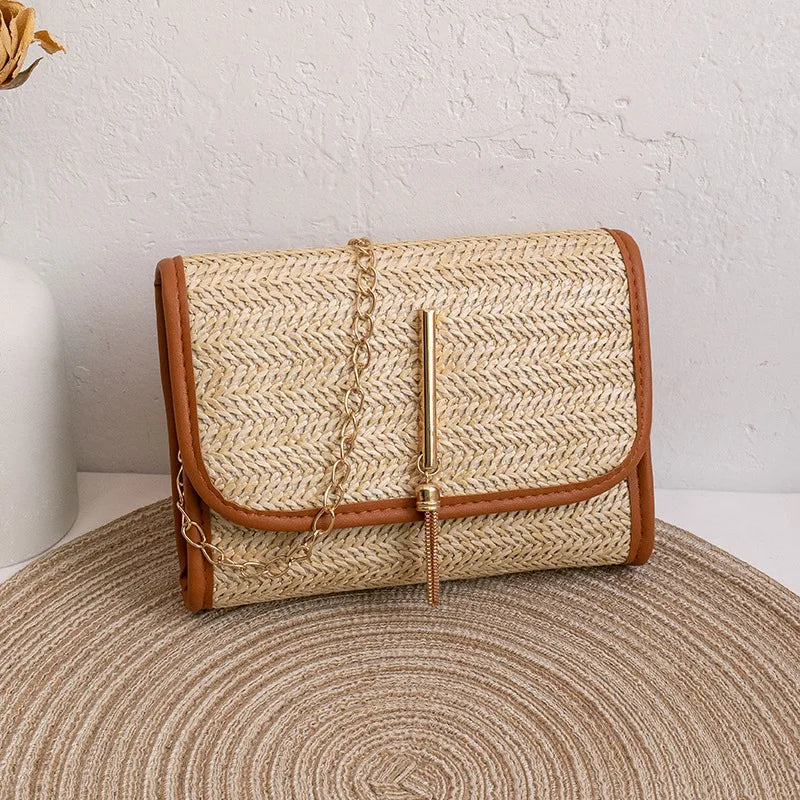 Women's Woven Straw Messenger Bag Small Square Bag