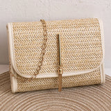 Women's Woven Straw Messenger Bag Small Square Bag