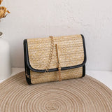 Women's Woven Straw Messenger Bag Small Square Bag