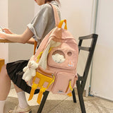 Pink School Backpack for Girls Women Shoulder Bags Travel Backpack